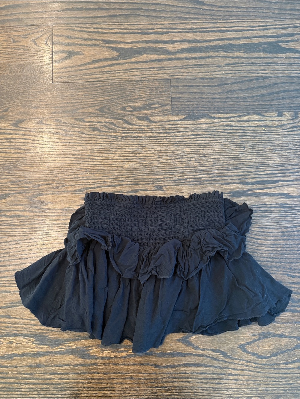 Katie J NYC Black Smocked Ruffle Skirt